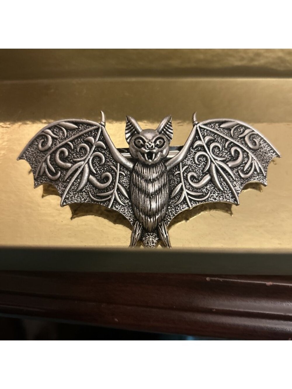 Goth Gray Bat Hair Clip 4" Long Silver Color Metal Emo Goth Biker Skat Barrette